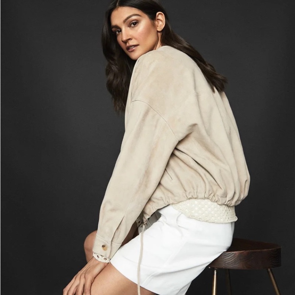 REISS Solene Suede Bomber Jacket